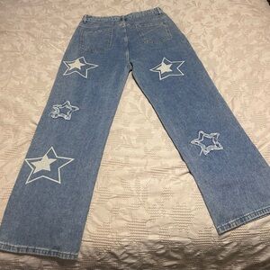 Star Embellished Blue Jeans